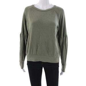 LNA Womens Basic Green Cotton Crew Neck Long Sleeve T-Shirt Size S